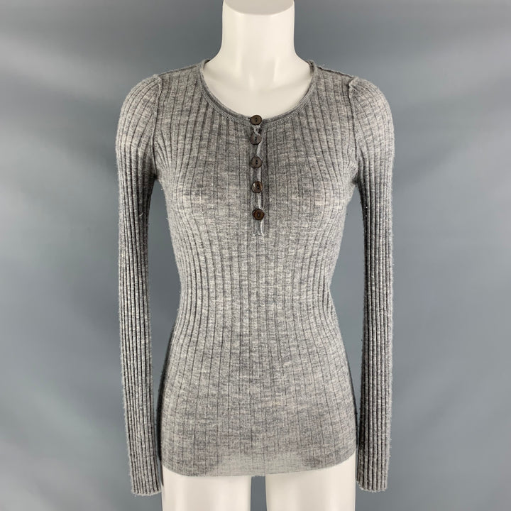 MICHAEL STARS Size One Size Grey Cashmere Ribbed Casual Top