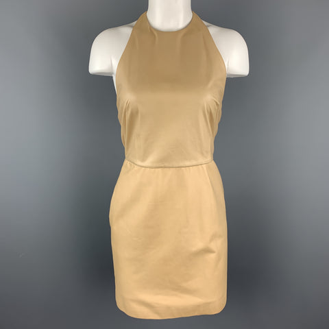 3.1 PHILLIP LIM Size 4 Camel Beige Leather Halter Dress
