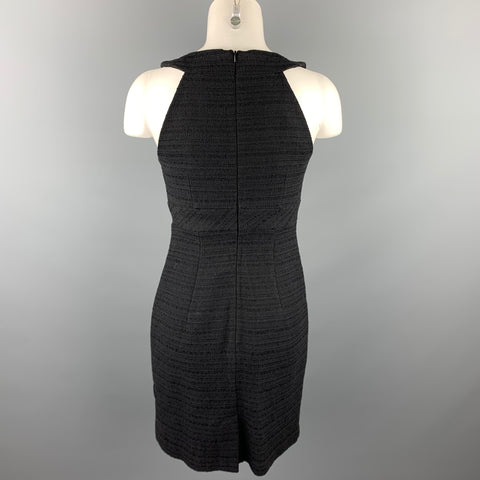 TRINA TURK Taille 0 Robe noire sans manches en coton mélangé texturé à col en V