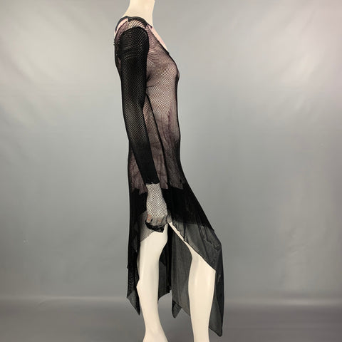 YOHJI YAMAMOTO Fall 2011 Size S Black & Grey Mesh Photo Print Asymmetrical Dress
