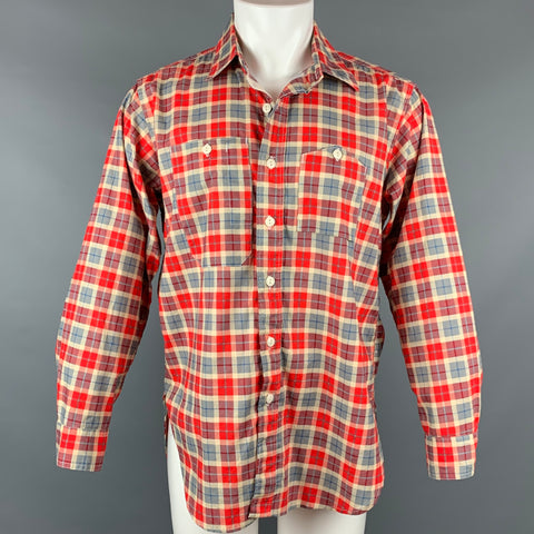 ENGINEERED GARMENTS Size S Red & Grey Plaid Cotton Button Down Long Sleeve Shirt