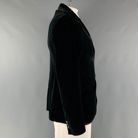 ETRO Size 12 Black Cotton Elastane Velvet Jacket