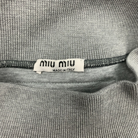 MIU MIU Size XS Gray Ribbed Cotton Fleece Top