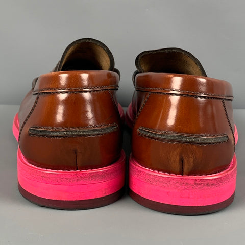 PAUL SMITH Size 7.5 Tan Pink Leather Penny Loafers