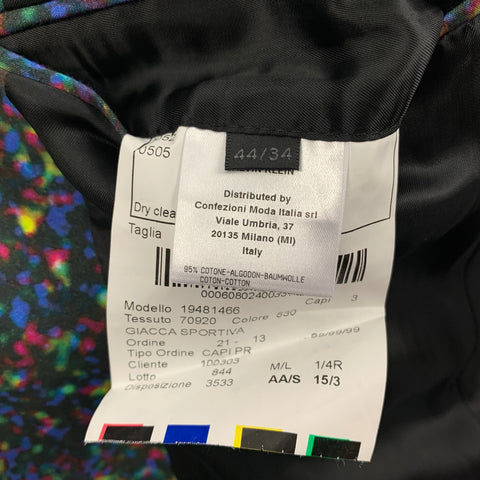 CALVIN KLEIN COLLECTION Size 34 Multi-Color Print Cotton Notch Lapel Suit