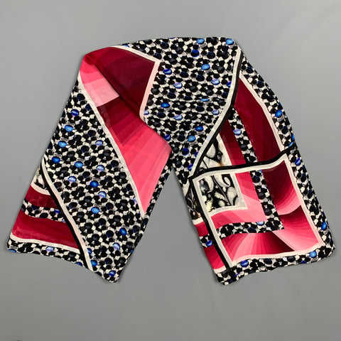 PETER PILOTTO Red & Black Abstract Silk Scarf
