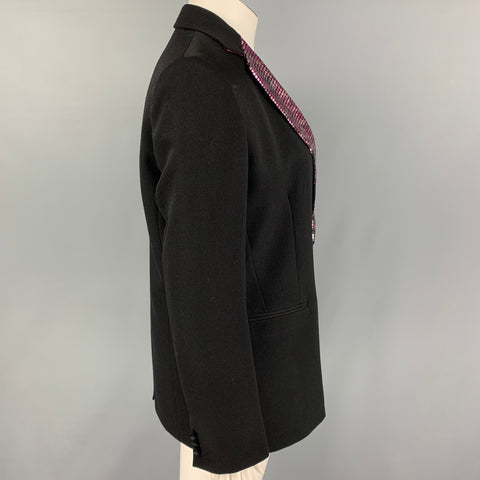 ETRO Taille 36 Veste à revers cranté en laine métallisée noire