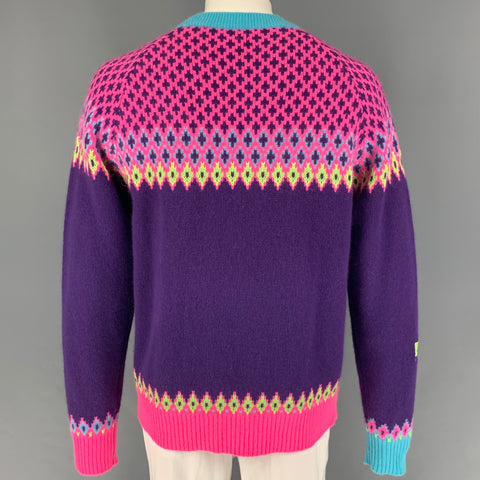 PAUL SMITH Size XXL Multi-Color Fairisle Wool Blend Crew-Neck Sweater
