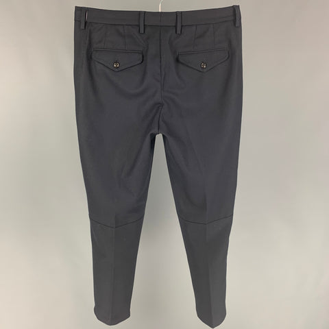 MONCLER Size 32 Navy Blue Virgin Wool Pleated Dress Pants
