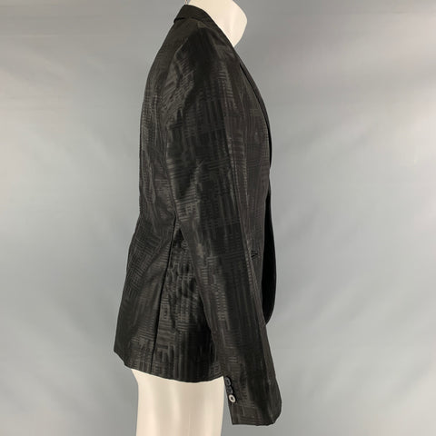 EMPORIO ARMANI Taille 38 Manteau de sport à revers en laine noire mélangée