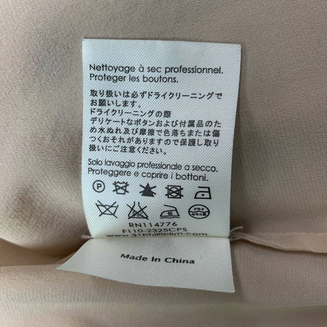 3.1 PHILLIP LIM Size 8 Beige Silk &  Elastane Long placket Blouse