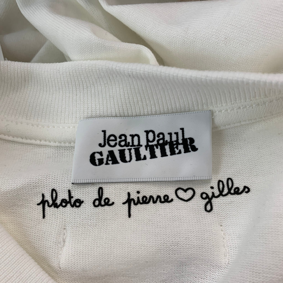 JEAN PAUL GAULTIER Size XL White Multi-Color Print Cotton Crew-Neck T-shirt