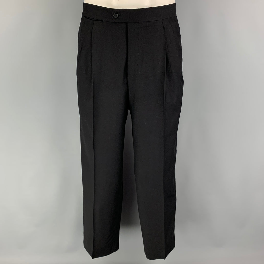 ERMENEGILDO ZEGNA Size 40 Black Wool Peak Lapel Tuxedo Suit