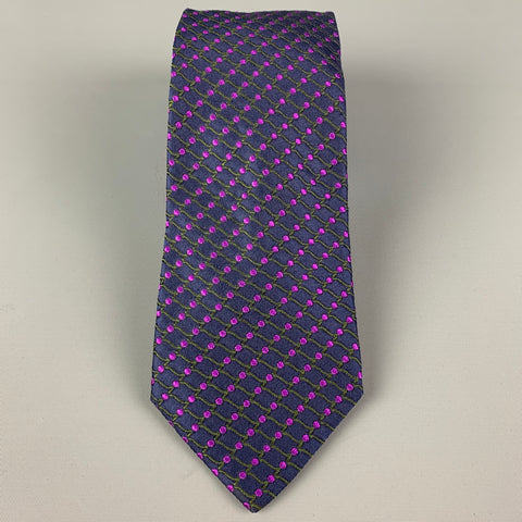 ETRO Navy Purple Dots Silk Tie