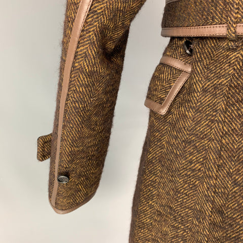 BURBERRY PRORSUM Fall 2011 Size 40 Brown Textured Virgin Wool / Alpaca Trench Coat
