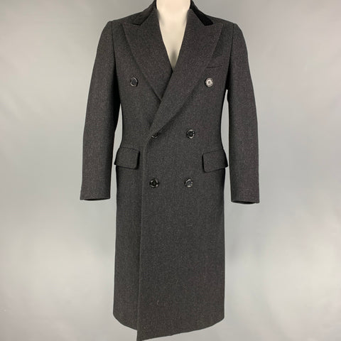 PAUL STUART Size 40 Charcoal Black Wool Peak Lapel Coat