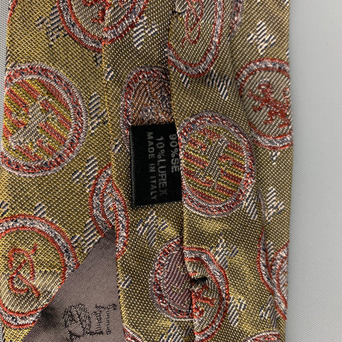 JEAN PAUL GAULTIER Olive Red Crest Silk Blend Tie