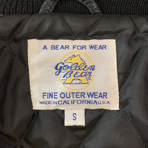 GOLDEN BEAR Size S Olive & Black Mixed Materials Wool Bomber Jacket