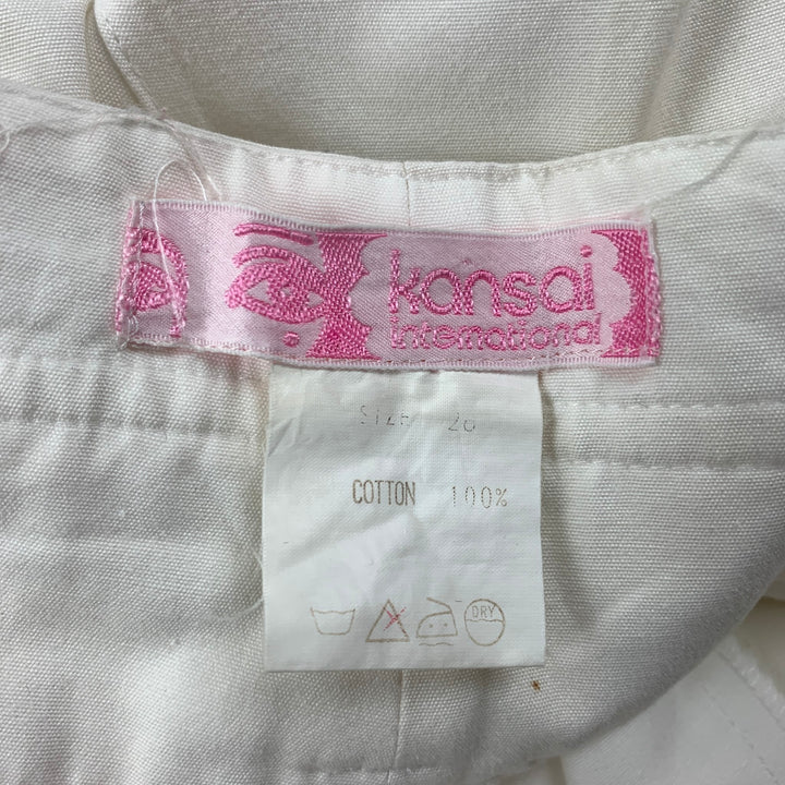 Vintage KANSAI YAMAMOTO Tamaño 28 Pantalones cortos de algodón plisado blanco de cintura alta