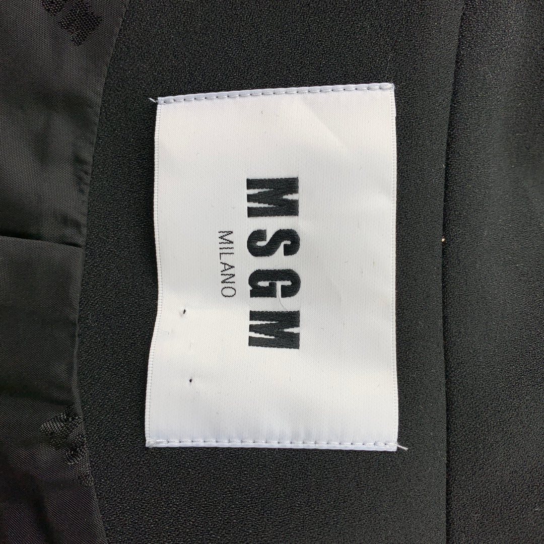Veste de moto à franges en polyester crêpe noir taille 6 MSGM
