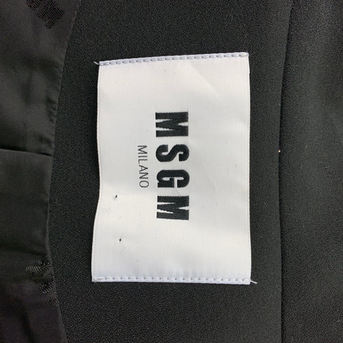 MSGM Size 6 Black Crepe Polyester Fringe Motorcycle Jacket