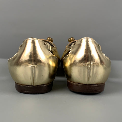 PROENZA SCHOULER Talla 7 Zapatos planos metálicos de cuero dorado