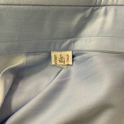 BRIONI Size L Light Blue Solid Cotton French Cuff Long Sleeve Shirt
