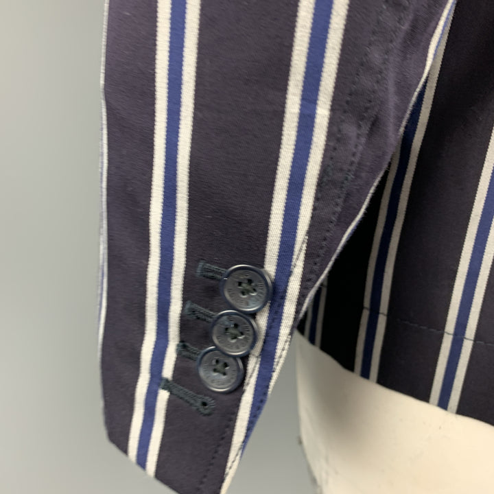 D&G by DOLCE & GABBANA Size 42 Navy Stripe Cotton Notch Lapel Sport Coat