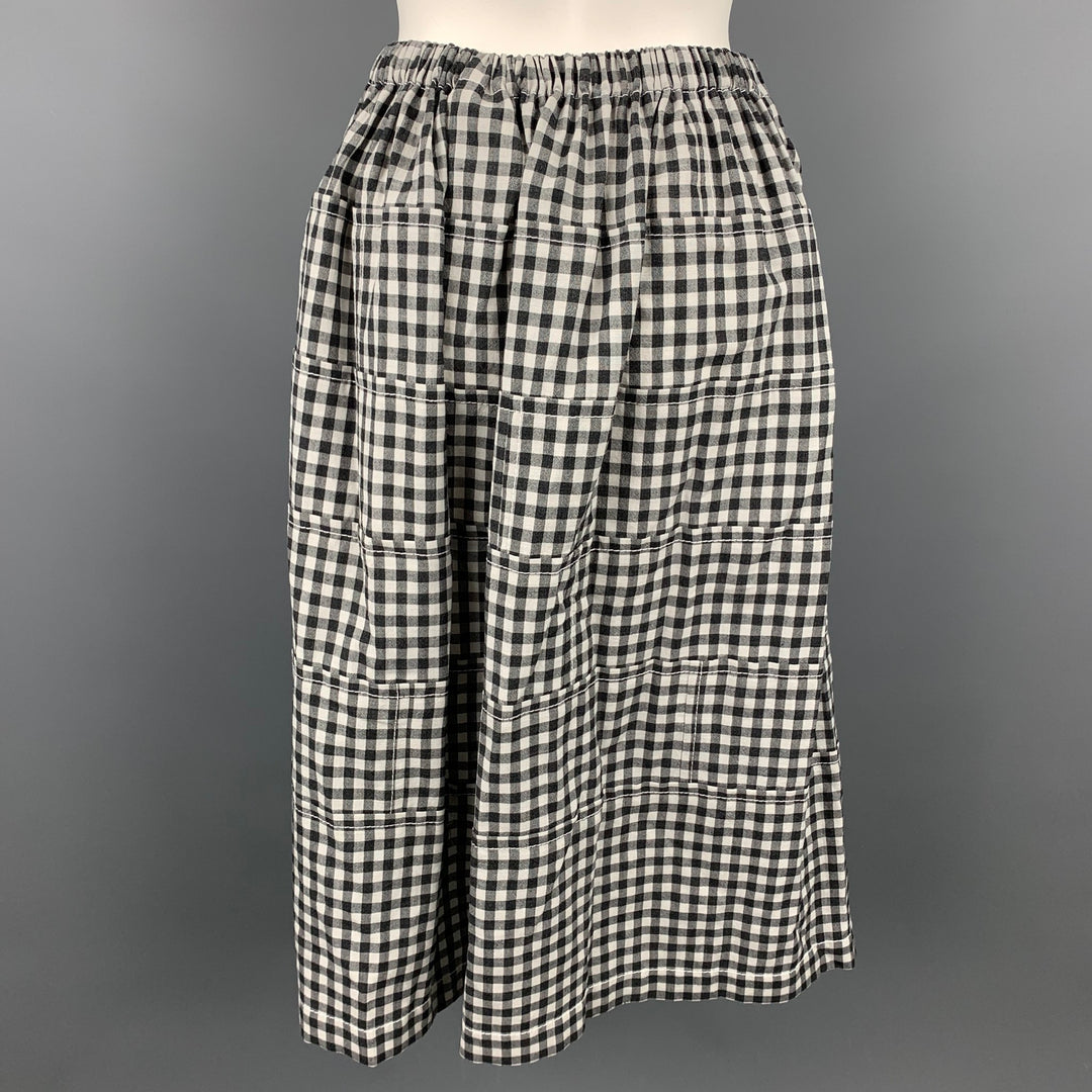 COMME des GARCONS TRICOT Size M Black & White Wool / Linen Circle Skirt