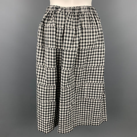 COMME des GARCONS TRICOT Size M Black & White Wool / Linen Circle Skirt