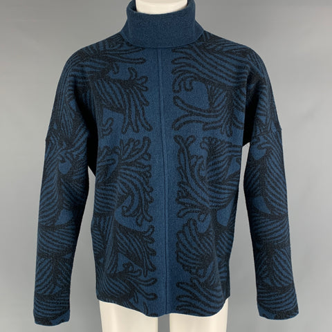 LOUIS VUITTON Size M Blue Black Knitted Not Listed Turtleneck Sweater
