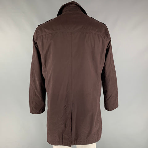 KENNETH COLE Size XL Burgundy Solid Polyester Trench Coat
