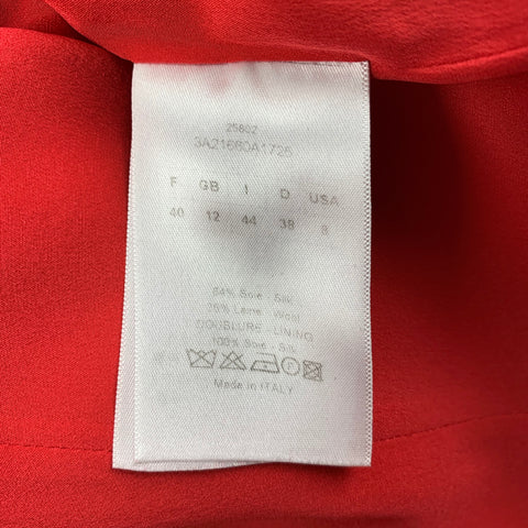 CHRISTIAN DIOR Taille 8 Robe trapèze rouge en soie/laine longueur genou