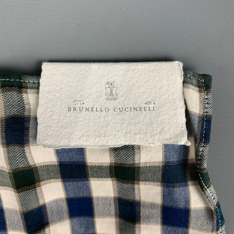 BRUNELLO CUCINELLI Pañuelo de bolsillo a cuadros azul marino morado verde