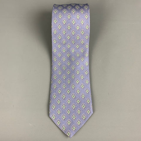 ERMENEGILDO ZEGNA Blue Green Rhombus Silk Tie