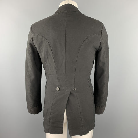 COMME des GARCONS HOMME PLUS Size M Black Linen / Polyester Peak Lapel Double Breasted Jacket