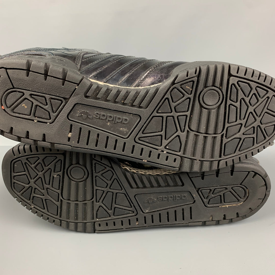 JEREMY SCOTT x ADIDAS Size 9 Black Patent Leather High Top Sneakers