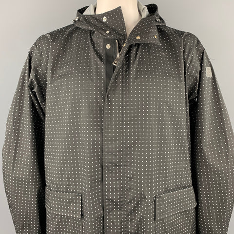 PAUL & SHARK Size M Black & White Dots Polyester / Nylon Oversized Raincoat