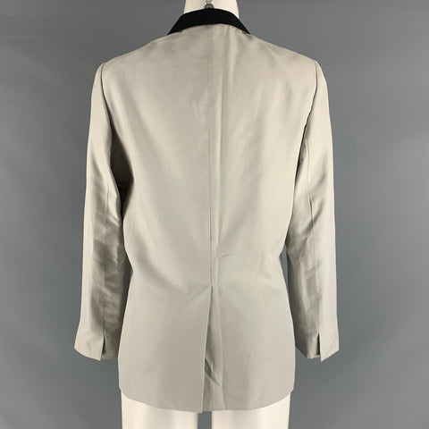 STELLA McCARTNEY Talla 8 Blazer de esmoquin de seda negro plateado