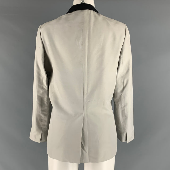 STELLA McCARTNEY Size 8 Silver Black Silk Tuxedo  Blazer