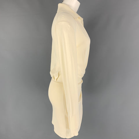 CALIBRE 81 Talla XS Vestido Nojas Crema Viscosa Poliamida Cintura Caída