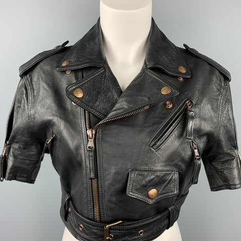 GAULTIER2 de JEAN PAUL GAULTIER Talla 8 Chaqueta de moto corta de cuero negro