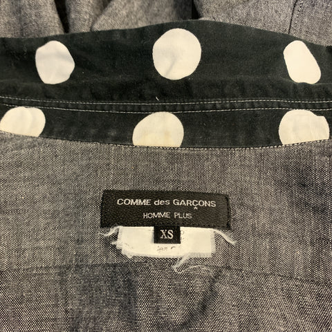 COMME des GARCONS HOMME PLUS Size XS Gray Cotton Polka Dots Trim Long Sleeve Shirt