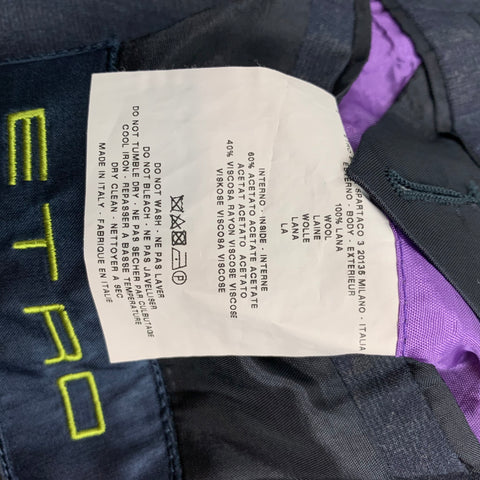 ETRO Size 42 Charcoal & Grey Paisley Wool Notch Lapel Sport Coat