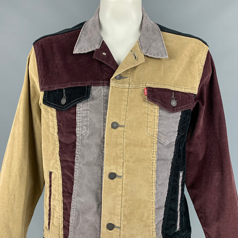 LEVI'S PREMIUM Size XL Multi-Color Patchwork Corduroy Trucker Jacket