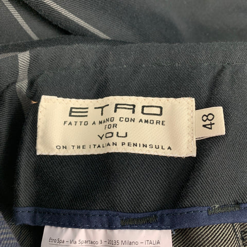 ETRO Size 32 Grey Charcoal Abstrat Floral Wool Cotton Dress Pants