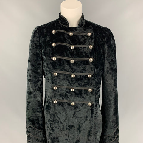 MARC by MARC JACOBS Size S Black Velvet Rayon / Polyester Double Breasted Coat
