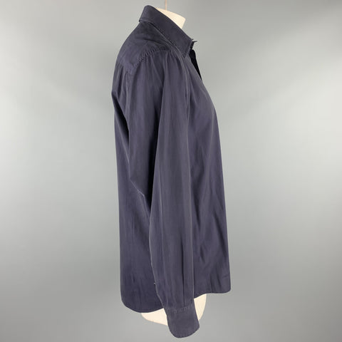 DOLCE & GABBANA Size XL Navy Cotton Button Up Long Sleeve Shirt