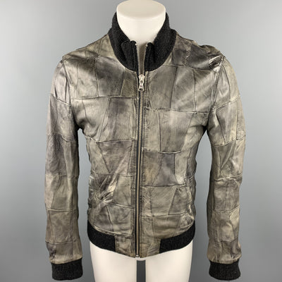 D&G by DOLCE & GABBANA Size 38 Grey Bomber Leather Jacket