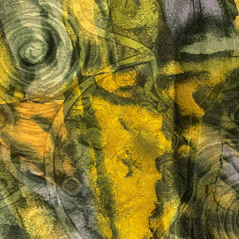 LUCIANO SOPRANI Green Blue/Yellow Silk Jacquard Pocket Square